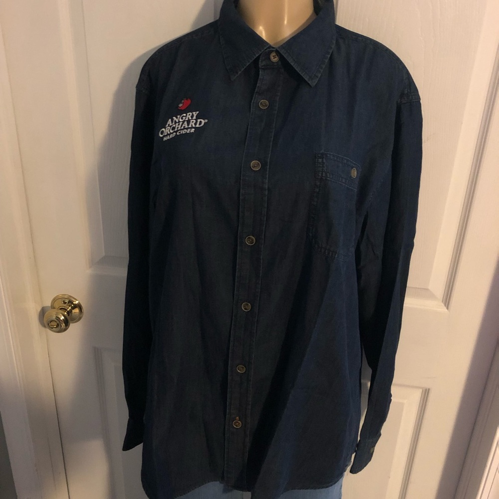 Angry Orchard Weatherproof brand jean shirt